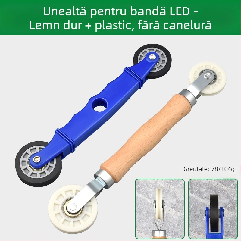 Instrument de montaj pentru benzi LED cu role din lemn masiv pentru benzi cu tensiune joasă, universal pentru benzi LED liniare, acționare manuală, certificare CE