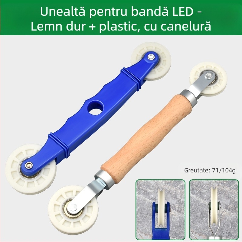 Instrument de montaj pentru benzi LED cu role din lemn masiv pentru benzi cu tensiune joasă, universal pentru benzi LED liniare, acționare manuală, certificare CE