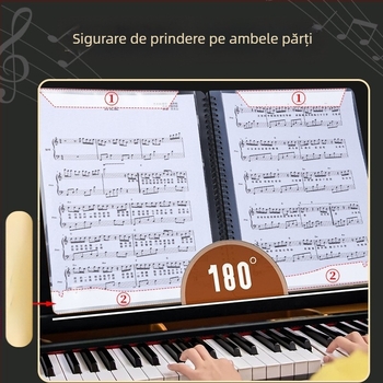 Dosar din plastic pentru partituri cu clips, finisaj mat, ajustabil, 20 de pagini, grosime 14C