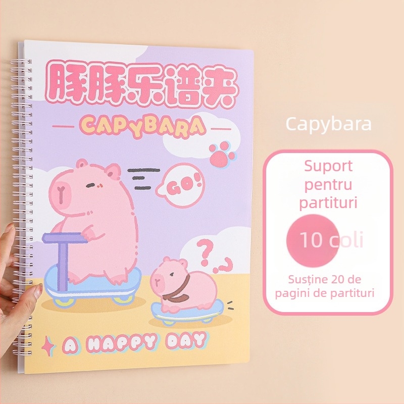 Dosar din plastic pentru partituri cu clips, finisaj mat, ajustabil, 20 de pagini, grosime 14C