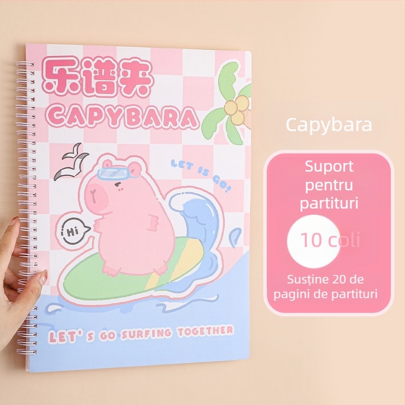 Dosar din plastic pentru partituri cu clips, finisaj mat, ajustabil, 20 de pagini, grosime 14C