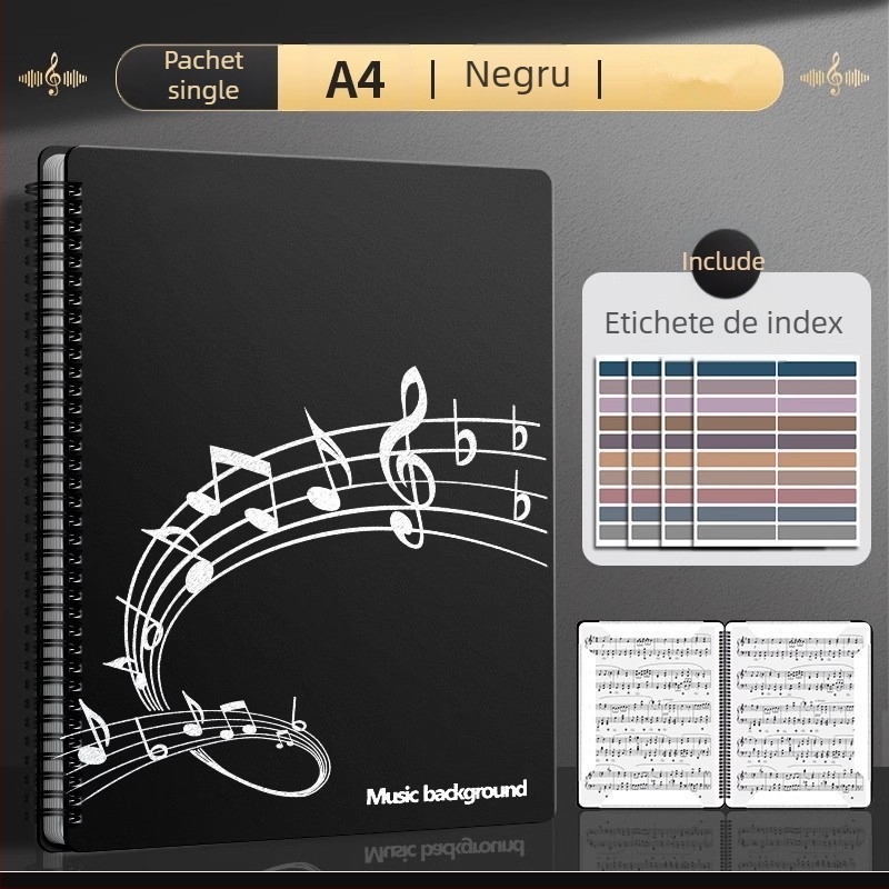 Dosar din plastic pentru partituri cu clips, finisaj mat, ajustabil, 20 de pagini, grosime 14C