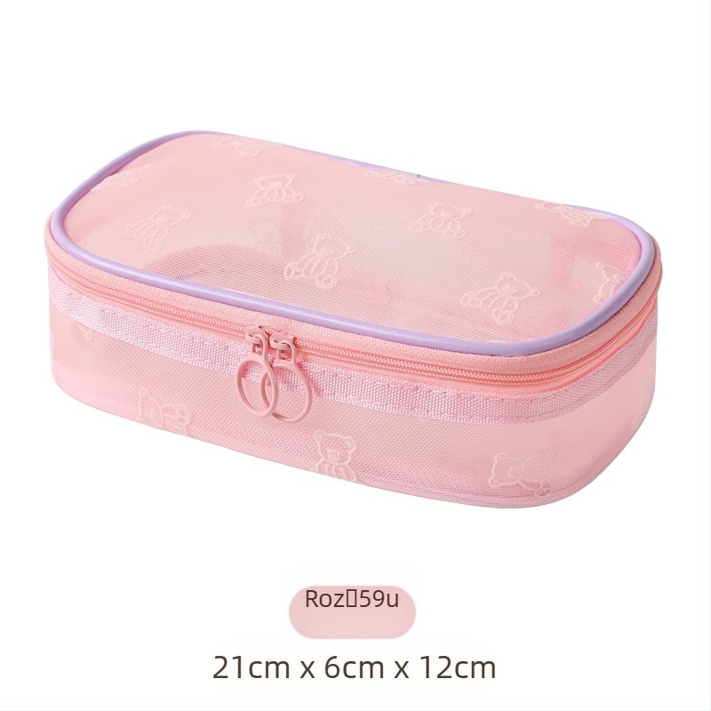 Geantă de toaletă din plasă de nylon, formă cub, organizator cosmetic de călătorie, multifuncțional