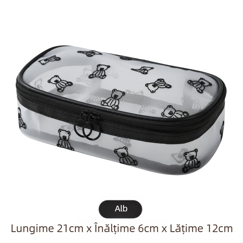 Geantă de toaletă din plasă de nylon, formă cub, organizator cosmetic de călătorie, multifuncțional