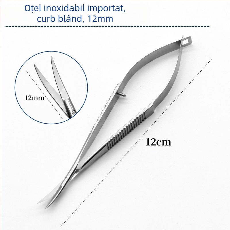 Foarfie oftalmologice de cornee – instrumente microsurgicale, lame drepte și curbate; oțel inoxidabil și aliaj de titan, brand Kang Hong