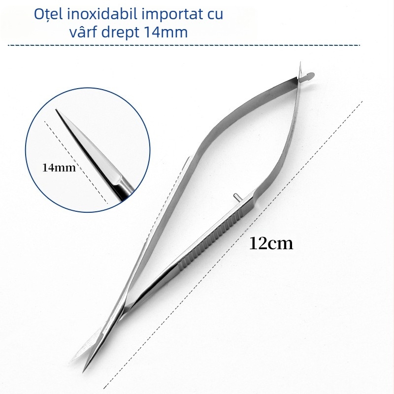 Foarfie oftalmologice de cornee – instrumente microsurgicale, lame drepte și curbate; oțel inoxidabil și aliaj de titan, brand Kang Hong
