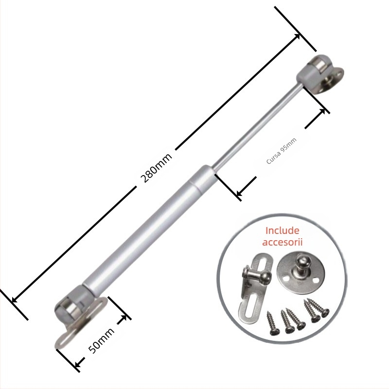 Bară pneumatică de susținere pentru uși de dulap cu pliere și suprafețe tatami – 100N, nylon/oțel, cromare dură