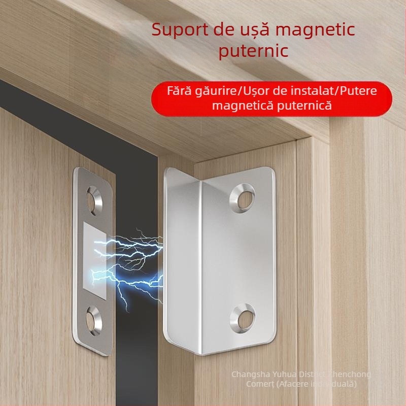 Dispozitiv magnetic pentru închiderea ușilor de casă — corp din oțel cu magnet puternic; marcă 5sebuy/woodburg; stil modern minimalist