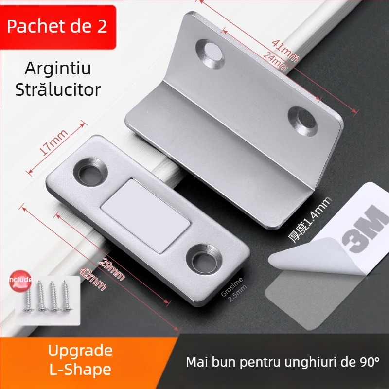 Dispozitiv magnetic pentru închiderea ușilor de casă — corp din oțel cu magnet puternic; marcă 5sebuy/woodburg; stil modern minimalist