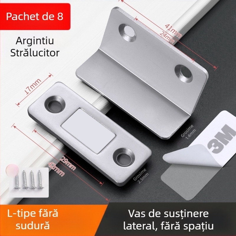 Dispozitiv magnetic pentru închiderea ușilor de casă — corp din oțel cu magnet puternic; marcă 5sebuy/woodburg; stil modern minimalist