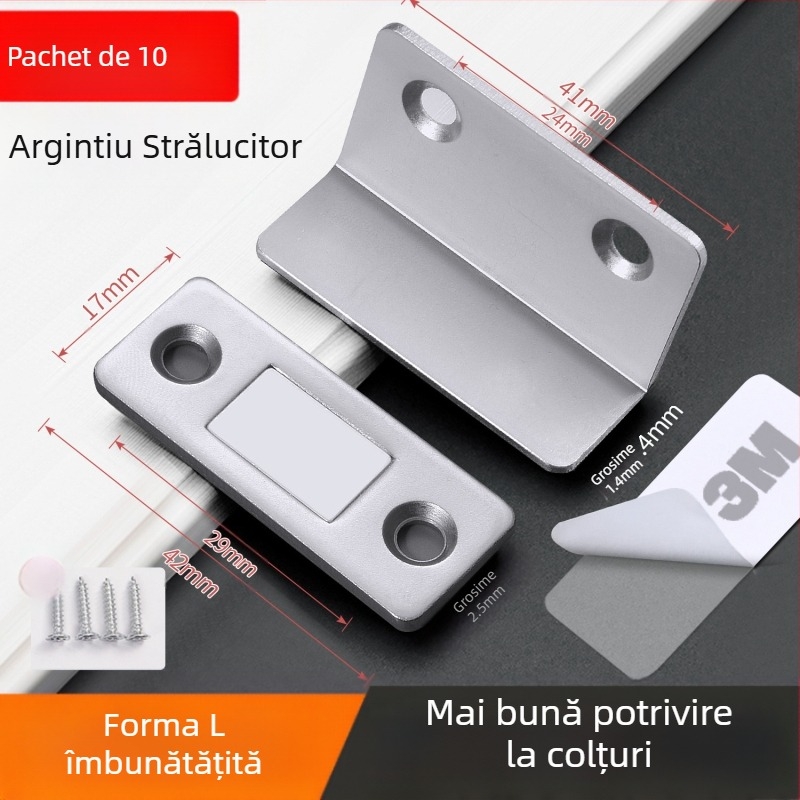 Dispozitiv magnetic pentru închiderea ușilor de casă — corp din oțel cu magnet puternic; marcă 5sebuy/woodburg; stil modern minimalist