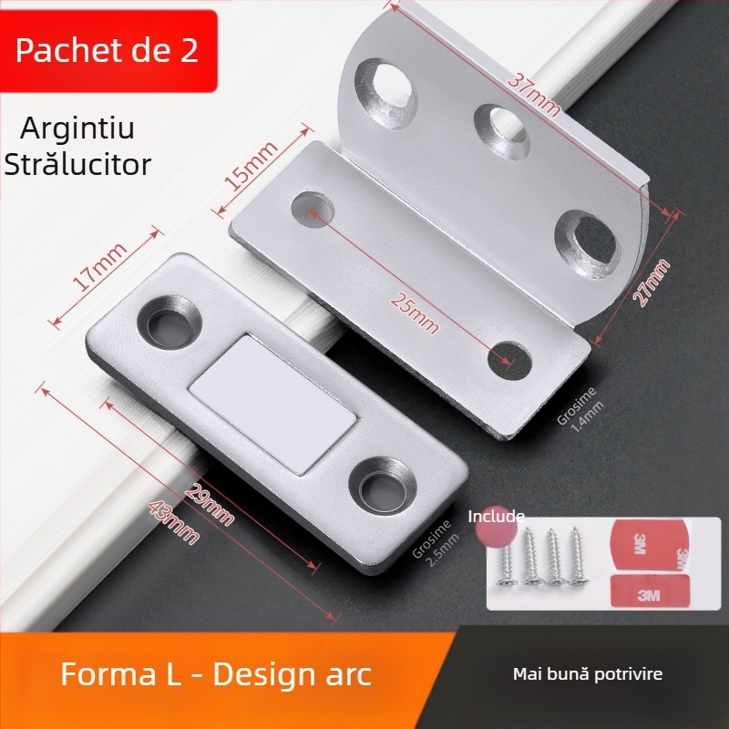 Dispozitiv magnetic pentru închiderea ușilor de casă — corp din oțel cu magnet puternic; marcă 5sebuy/woodburg; stil modern minimalist