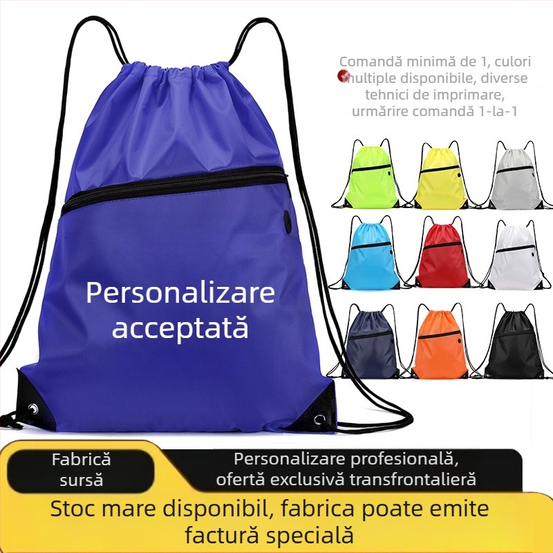 Rucsac cu șnur din material Oxford, capacitate mare, impermeabil și ușor, unisex pentru activități în aer liber și la școală