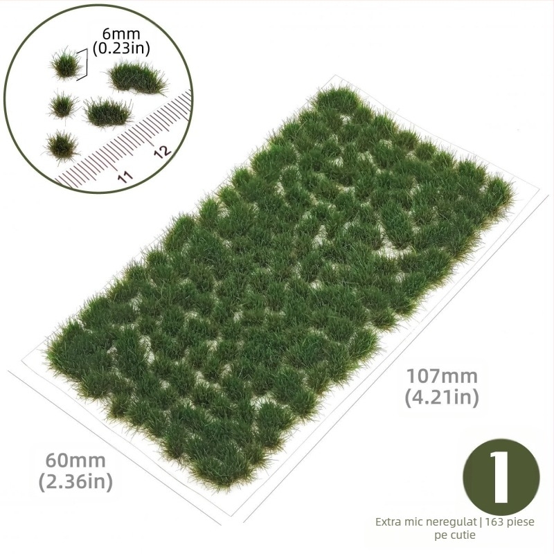 Model arhitectural pentru masă de nisip cu grupuri de iarbă neregulate, material nylon, ambalaj în cutie color, DIY și logo OEM, potrivit pentru vârsta 15–35