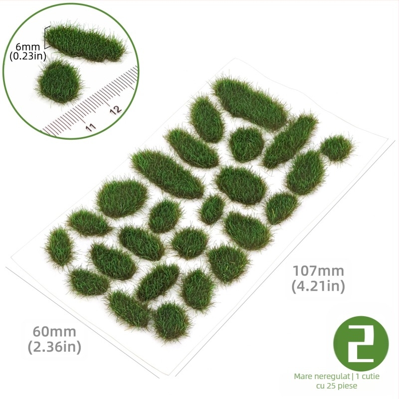 Model arhitectural pentru masă de nisip cu grupuri de iarbă neregulate, material nylon, ambalaj în cutie color, DIY și logo OEM, potrivit pentru vârsta 15–35