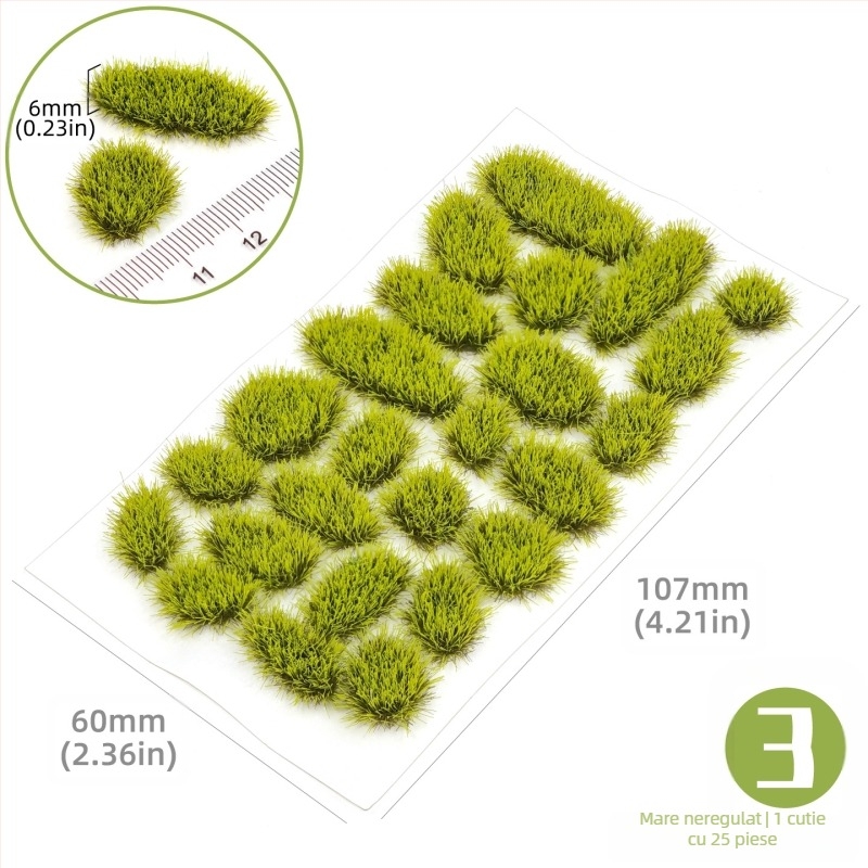 Model arhitectural pentru masă de nisip cu grupuri de iarbă neregulate, material nylon, ambalaj în cutie color, DIY și logo OEM, potrivit pentru vârsta 15–35