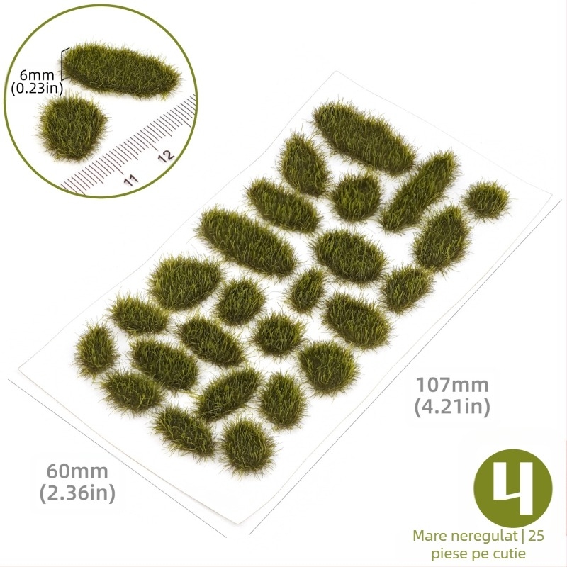 Model arhitectural pentru masă de nisip cu grupuri de iarbă neregulate, material nylon, ambalaj în cutie color, DIY și logo OEM, potrivit pentru vârsta 15–35