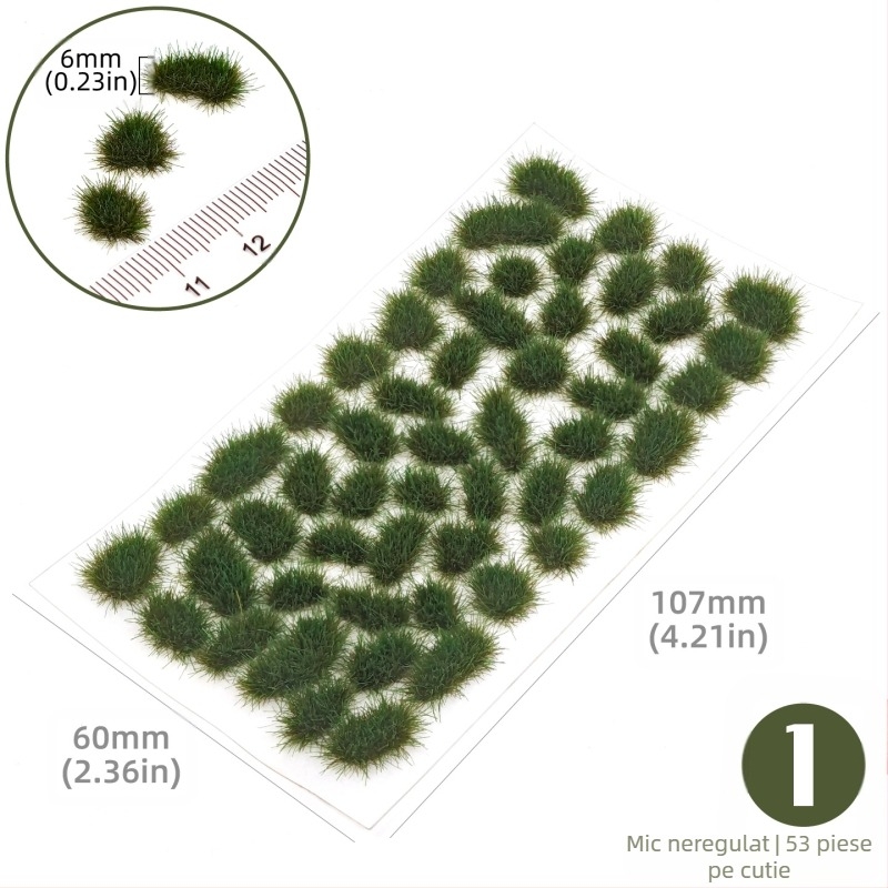 Model arhitectural pentru masă de nisip cu grupuri de iarbă neregulate, material nylon, ambalaj în cutie color, DIY și logo OEM, potrivit pentru vârsta 15–35