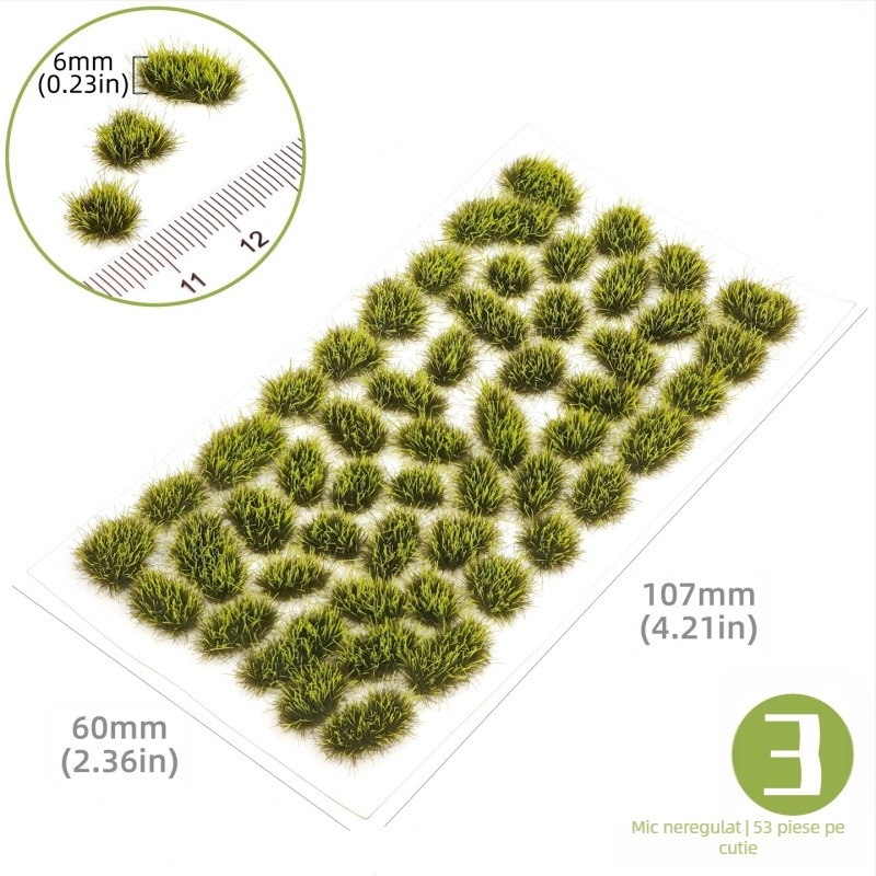 Model arhitectural pentru masă de nisip cu grupuri de iarbă neregulate, material nylon, ambalaj în cutie color, DIY și logo OEM, potrivit pentru vârsta 15–35