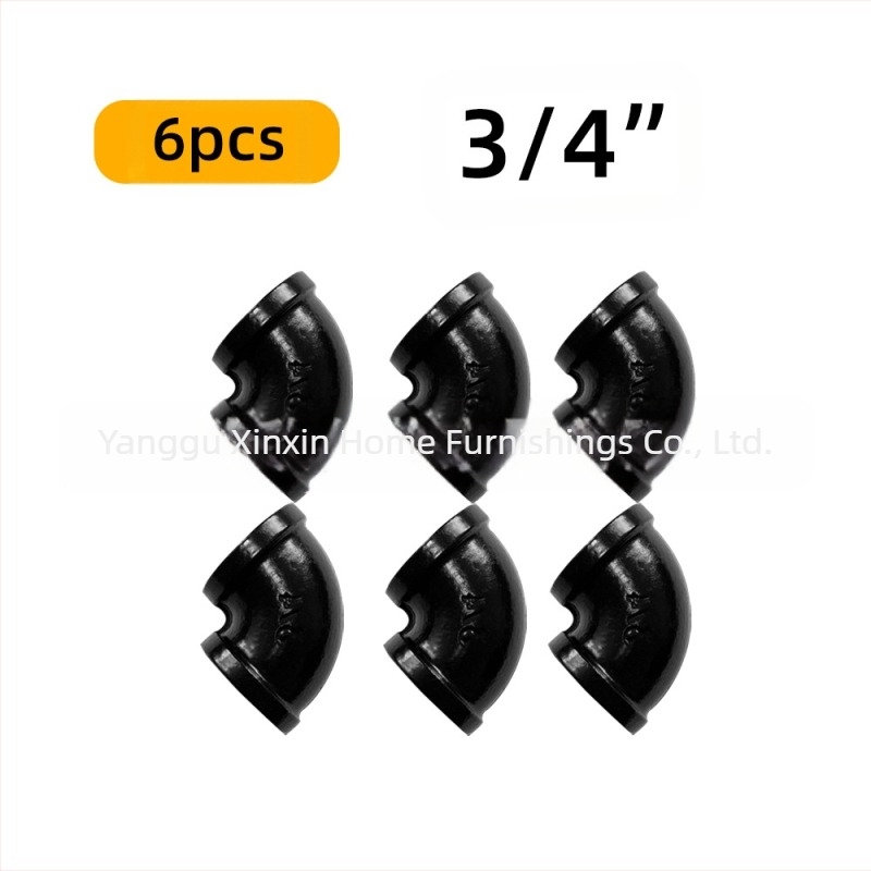 Set de 6 accesorii pentru țevi – suport pentru raft din fontă, cu filet, stil retro-industrial, decor DIY pentru mobilier