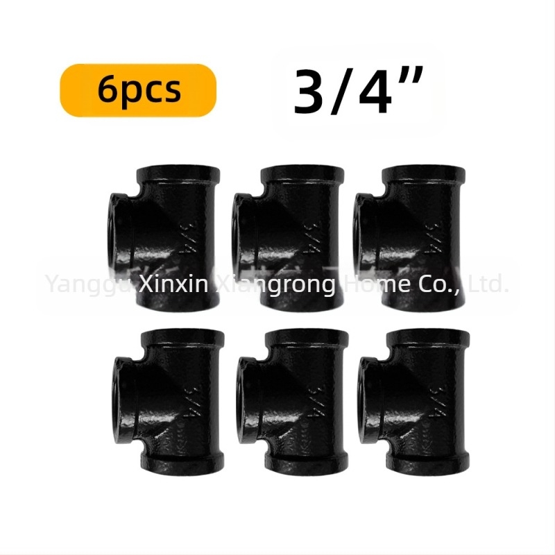 Set de 6 accesorii pentru țevi – suport pentru raft din fontă, cu filet, stil retro-industrial, decor DIY pentru mobilier