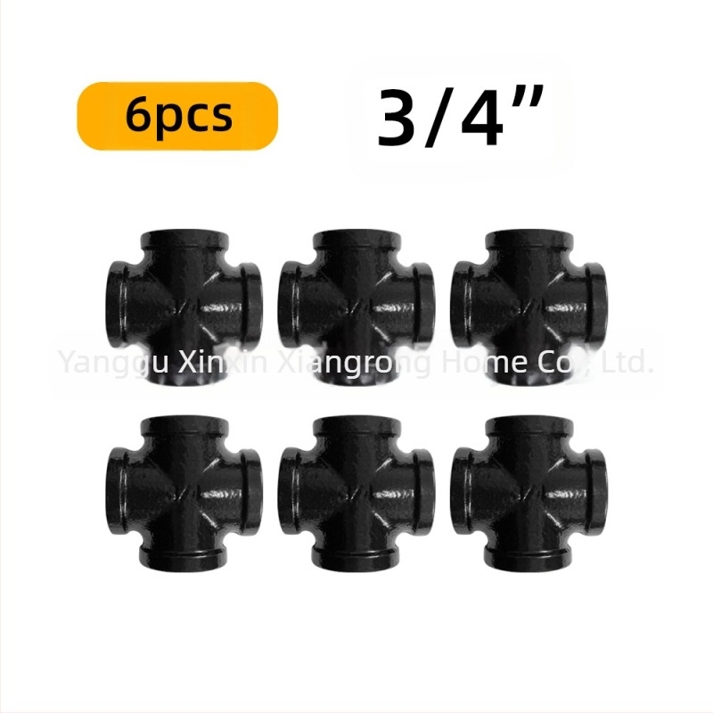Set de 6 accesorii pentru țevi – suport pentru raft din fontă, cu filet, stil retro-industrial, decor DIY pentru mobilier