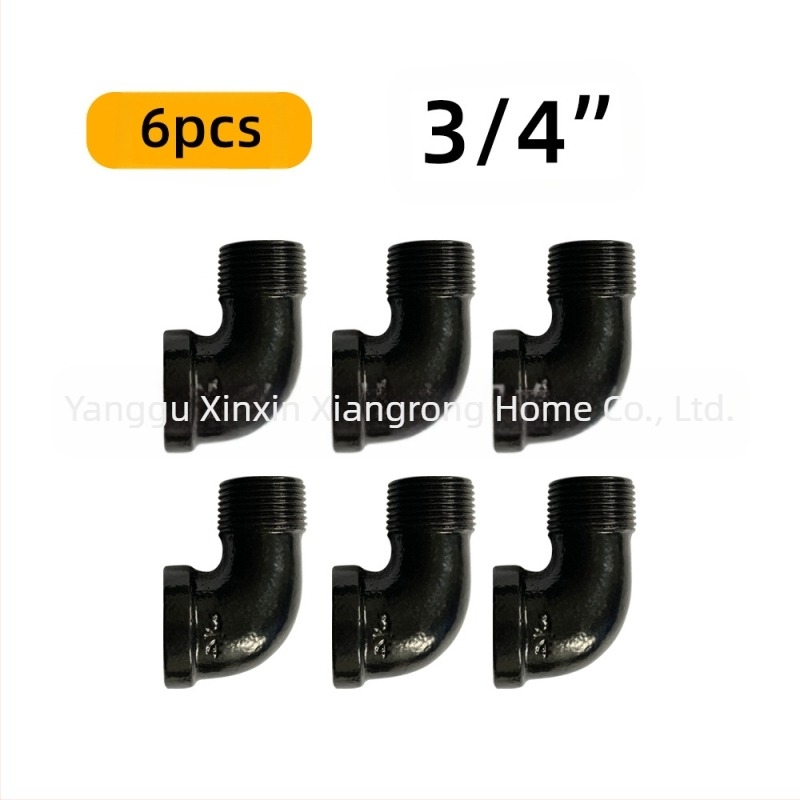 Set de 6 accesorii pentru țevi – suport pentru raft din fontă, cu filet, stil retro-industrial, decor DIY pentru mobilier