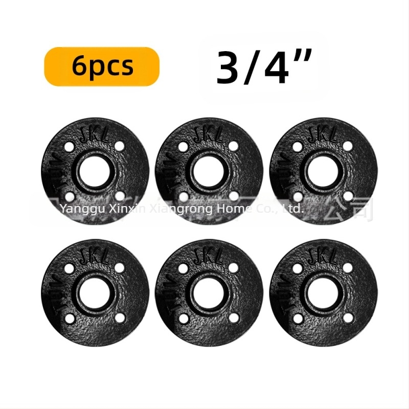 Set de 6 accesorii pentru țevi – suport pentru raft din fontă, cu filet, stil retro-industrial, decor DIY pentru mobilier