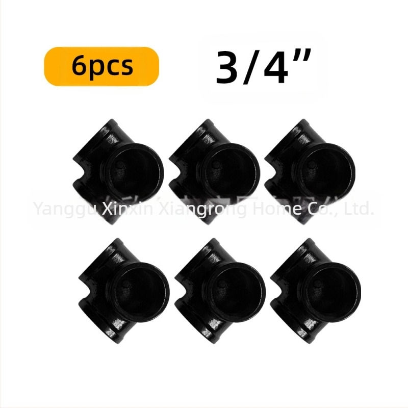 Set de 6 accesorii pentru țevi – suport pentru raft din fontă, cu filet, stil retro-industrial, decor DIY pentru mobilier