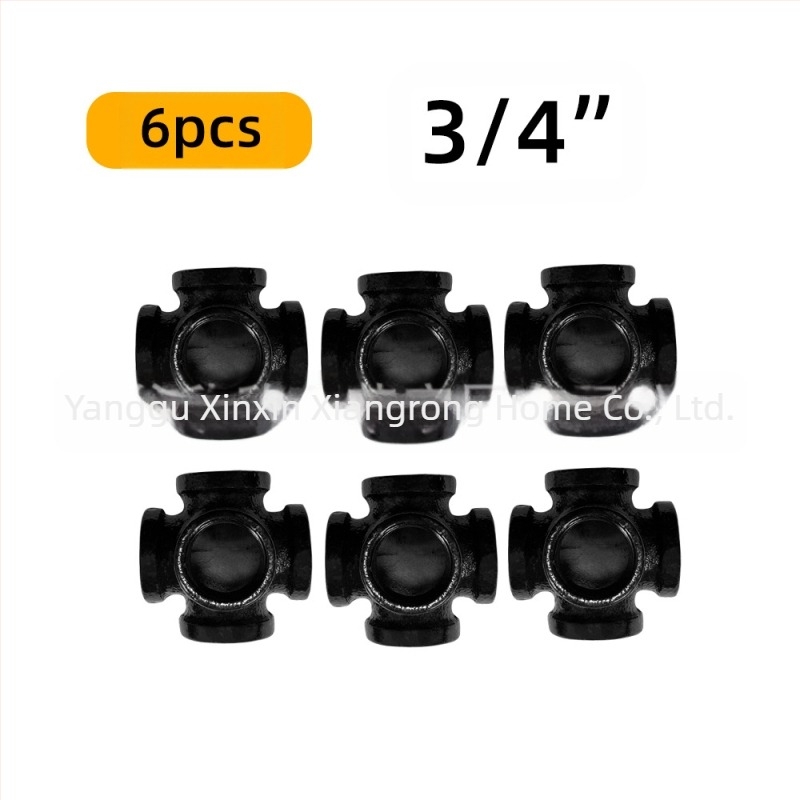 Set de 6 accesorii pentru țevi – suport pentru raft din fontă, cu filet, stil retro-industrial, decor DIY pentru mobilier