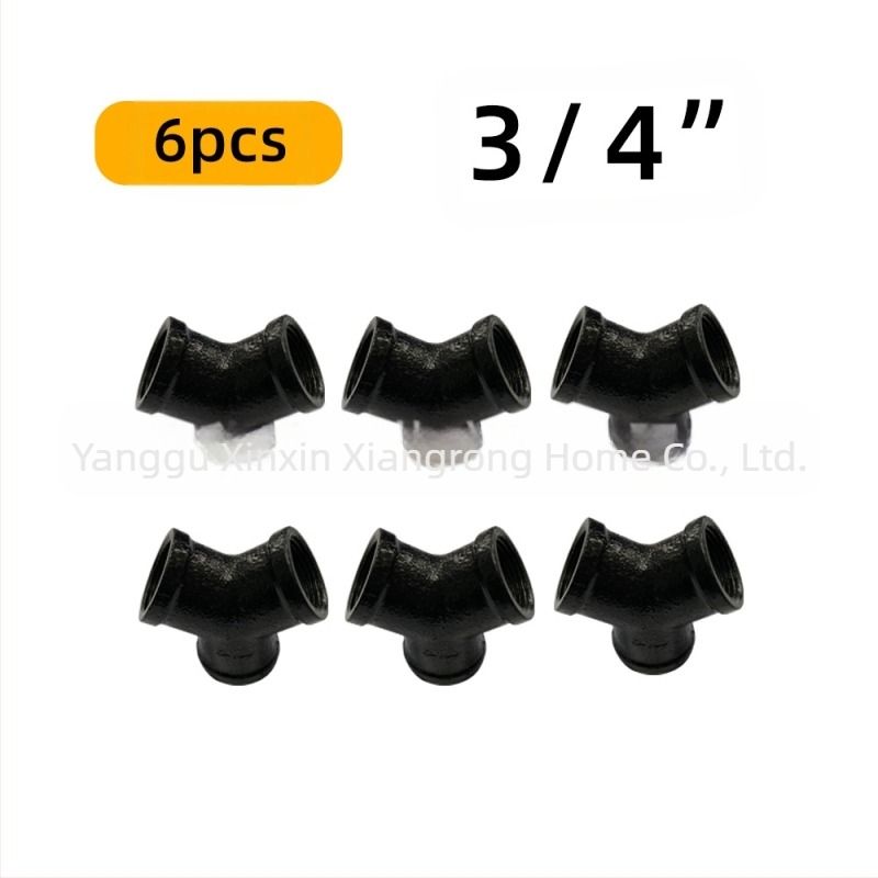 Set de 6 accesorii pentru țevi – suport pentru raft din fontă, cu filet, stil retro-industrial, decor DIY pentru mobilier