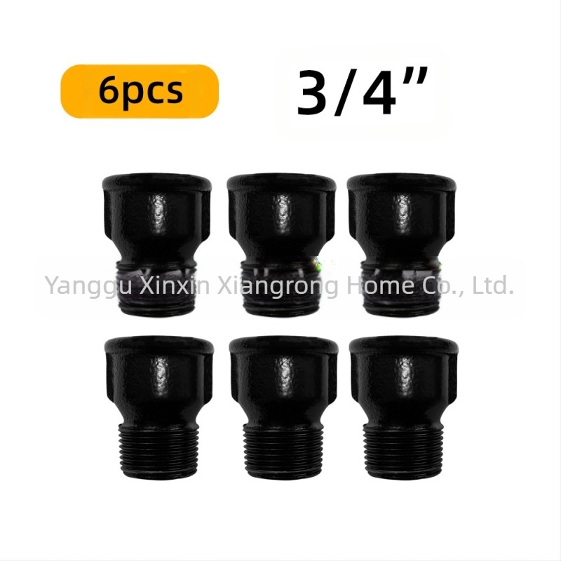 Set de 6 accesorii pentru țevi – suport pentru raft din fontă, cu filet, stil retro-industrial, decor DIY pentru mobilier