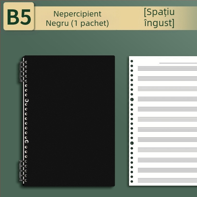Sijin Carte cu cinci linii pentru note cu foi detașabile, Model A5/B5, Hârtie Lin Dao, 60 de foi, 26 găuri