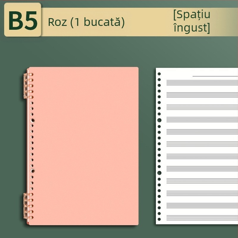 Sijin Carte cu cinci linii pentru note cu foi detașabile, Model A5/B5, Hârtie Lin Dao, 60 de foi, 26 găuri