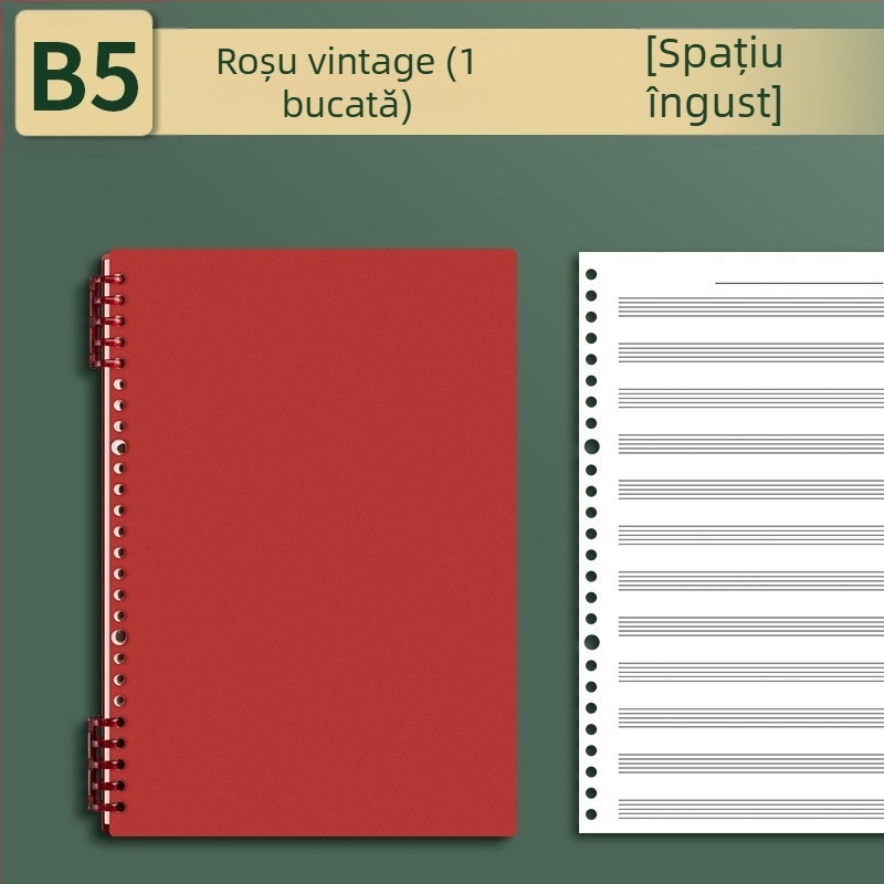 Sijin Carte cu cinci linii pentru note cu foi detașabile, Model A5/B5, Hârtie Lin Dao, 60 de foi, 26 găuri