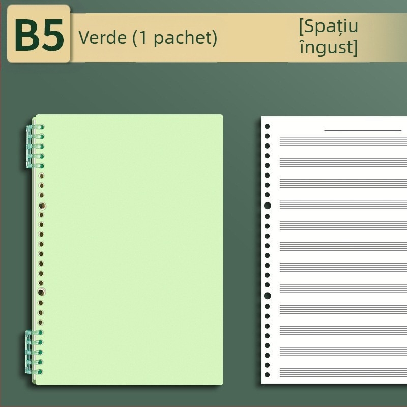 Sijin Carte cu cinci linii pentru note cu foi detașabile, Model A5/B5, Hârtie Lin Dao, 60 de foi, 26 găuri