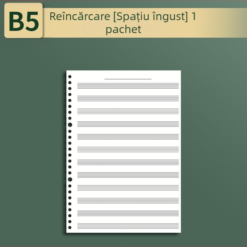 Sijin Carte cu cinci linii pentru note cu foi detașabile, Model A5/B5, Hârtie Lin Dao, 60 de foi, 26 găuri