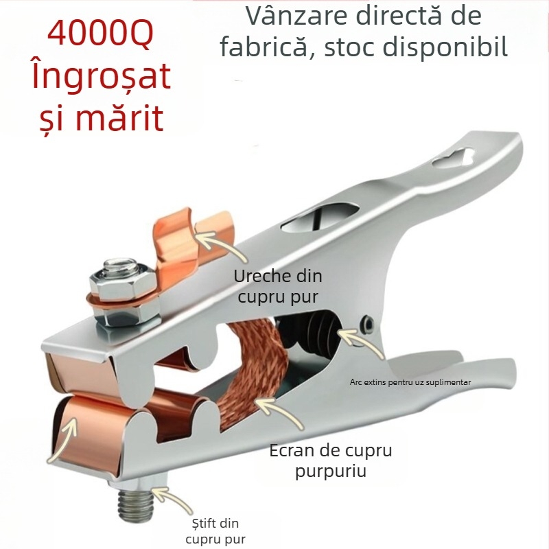 Clamă de împământare pentru sudură cu arc Argon, 500–1000 A, design îngroșat, acționare pneumatică, încălzire cu aer cald și infraroșu îndepărtat