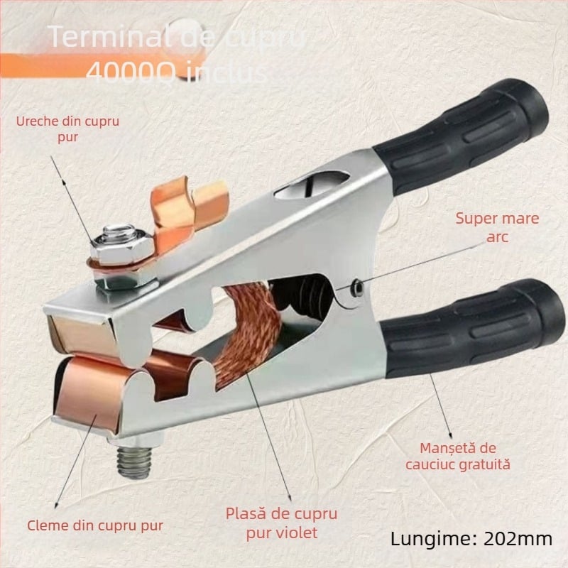 Clamă de împământare pentru sudură cu arc Argon, 500–1000 A, design îngroșat, acționare pneumatică, încălzire cu aer cald și infraroșu îndepărtat