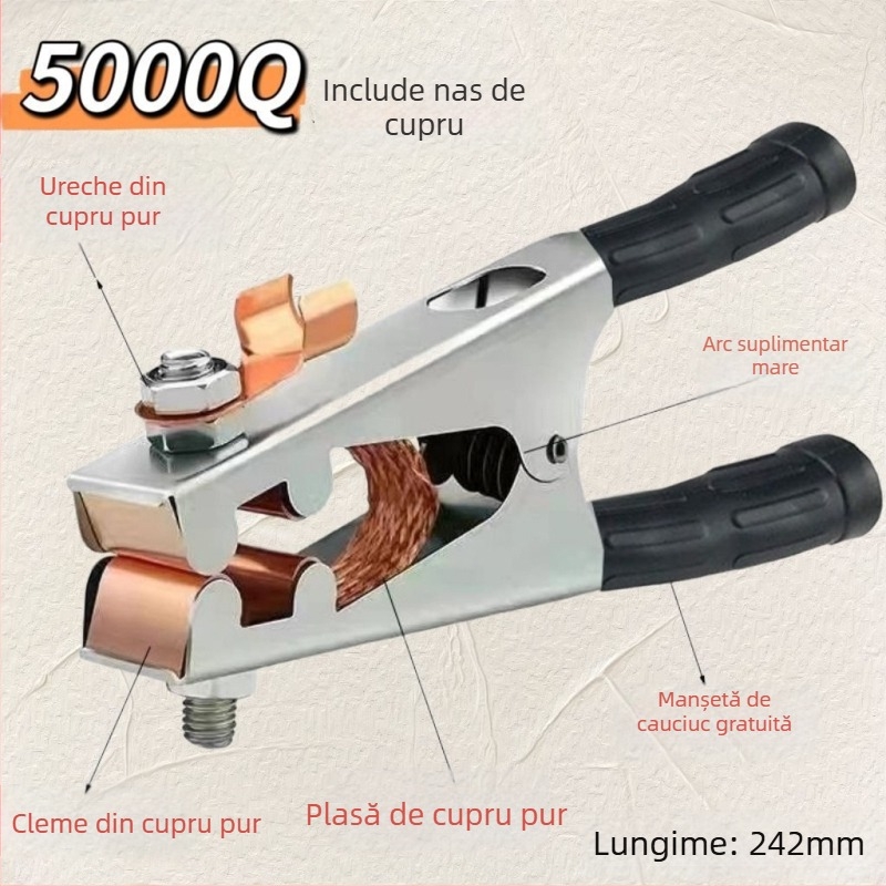 Clamă de împământare pentru sudură cu arc Argon, 500–1000 A, design îngroșat, acționare pneumatică, încălzire cu aer cald și infraroșu îndepărtat