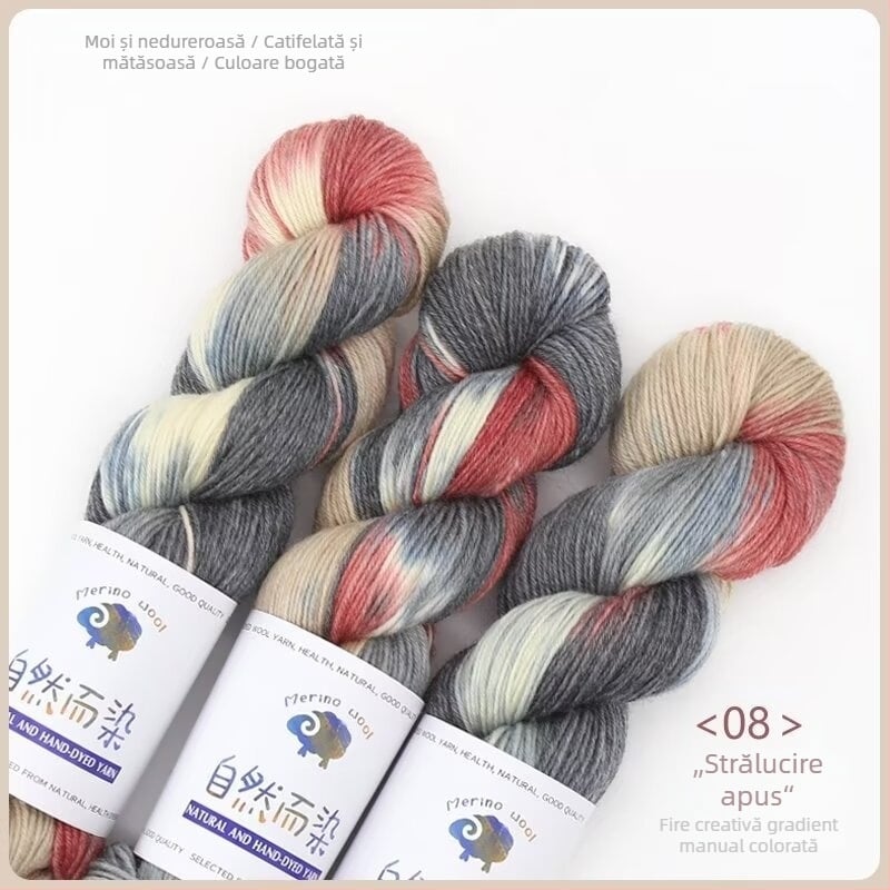 Dopamine fir de lână vopsit manual, 100 g, anti-pilling, cald, fir răsucit, Good Color