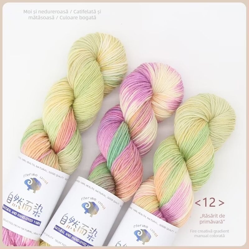 Dopamine fir de lână vopsit manual, 100 g, anti-pilling, cald, fir răsucit, Good Color