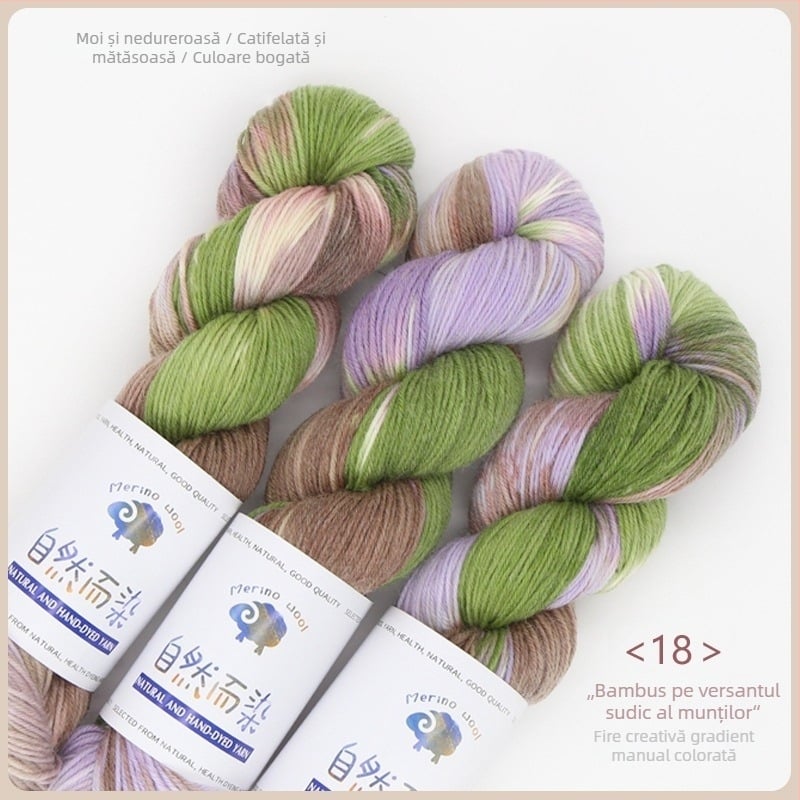 Dopamine fir de lână vopsit manual, 100 g, anti-pilling, cald, fir răsucit, Good Color