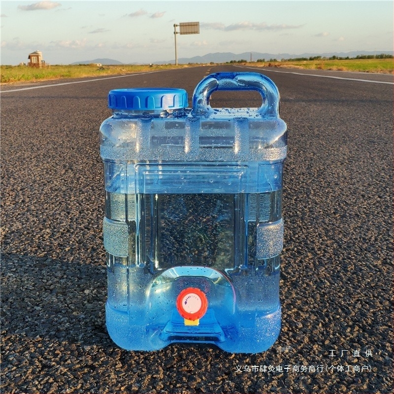 Găleată pătrată de apă pentru călătorii în aer liber cu mașina, din plastic, cu robinet, gură largă, rezervor de apă