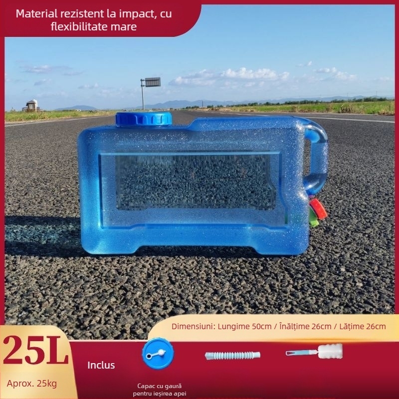 Găleată pătrată de apă pentru călătorii în aer liber cu mașina, din plastic, cu robinet, gură largă, rezervor de apă