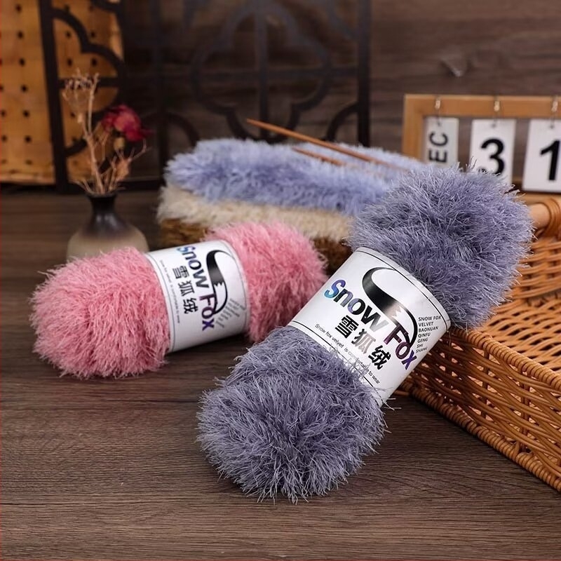 Fular Snow Fox din velur, fire grupate, torsionate, tricotat, Yunzhen