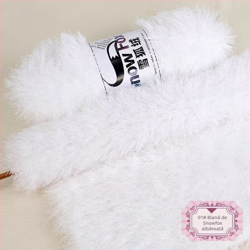 Fular Snow Fox din velur, fire grupate, torsionate, tricotat, Yunzhen