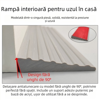 Covoraș PVC moale autoadeziv pentru aspiratoare robot, bandă prag pentru uși interioare, impermeabil, antiderapant, rezistent la uzură, grosime 25 mm