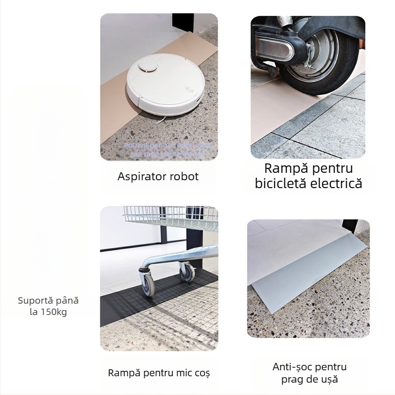 Covoraș PVC moale autoadeziv pentru aspiratoare robot, bandă prag pentru uși interioare, impermeabil, antiderapant, rezistent la uzură, grosime 25 mm