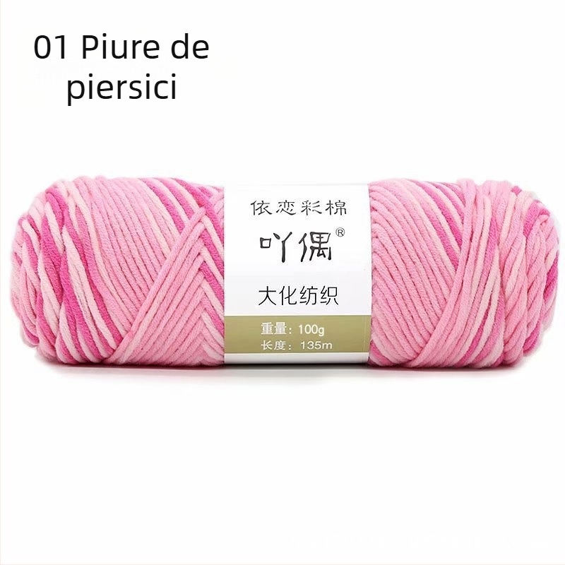 Fire de lână amestecată în skein cu gradient lapte-bumbac, inel de tors, pentru prosoape, tricotat, țesut și cusut